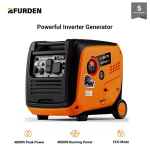 【Father's Day Gift】Efurden 4800 Watts Inverter Generator Gas Powered, Portable Generators for Home Use and Camping, with Fuel Gauge and Digital Meter, CO Sensor, RV Ready, Parallel Capable, EPA Compliant