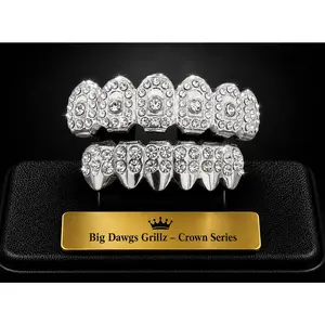 Silver Upper & Lower Grillz Teeth Set Crown Series