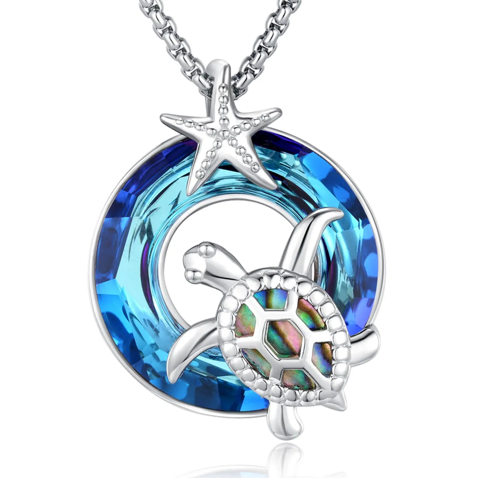 Thanches 925 Sterling Silver Turtle Necklace Symbol Longevity Health, Gothic Jewelry for Women, Perfect Health Gift for Cat Butterfly Lovers Crescent Moon Star Pendant
