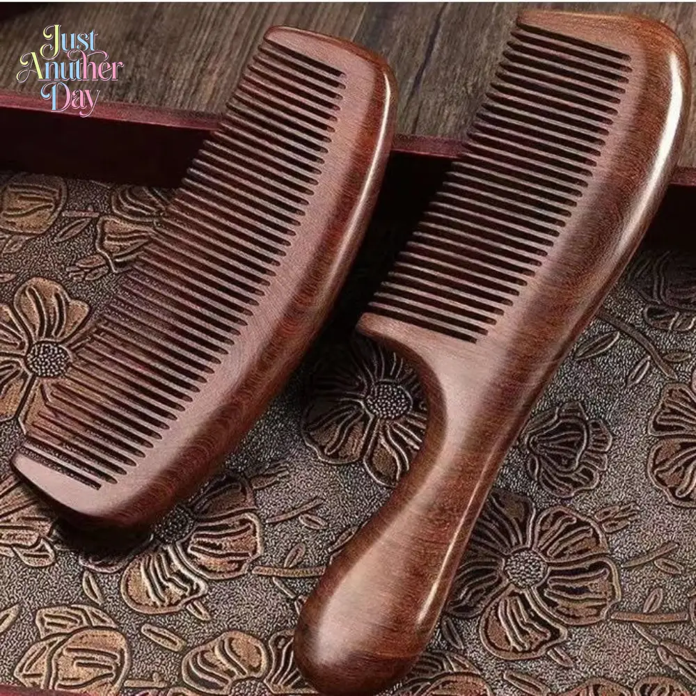 Natural Sandalwood Comb Duo - Anti-Static & Frizz-Resistant Wooden Combs, 2-Pack Set for Long Hair, Gentle Scalp Massage for Daily Care