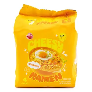 Ottogi Cheddar Cheese Ramen 4-Pack Authentic Korean Instant Noodles 111g Each Creamy Chewy Texture Quick Meal Option
