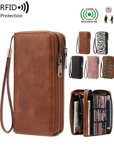 Women's Vintage Zipper Long Wallet With Floral Print, Multi-Functional Fashion Handbag With Large Capacity, Zipper Phone Pouch For Women Wallet Purse Wallet Wristlet Wallet, Fashionable Versatile Purse