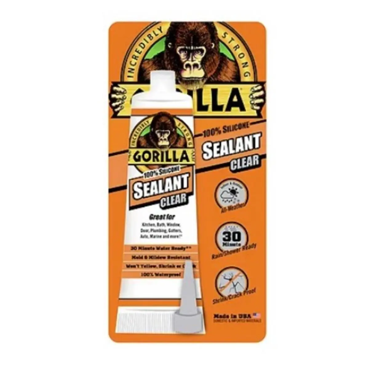 Gorilla Glue  2.7 oz Clear Silicone Sealant, Waterproof, Ready-To-Use, Waterproofing, 2.7Oz