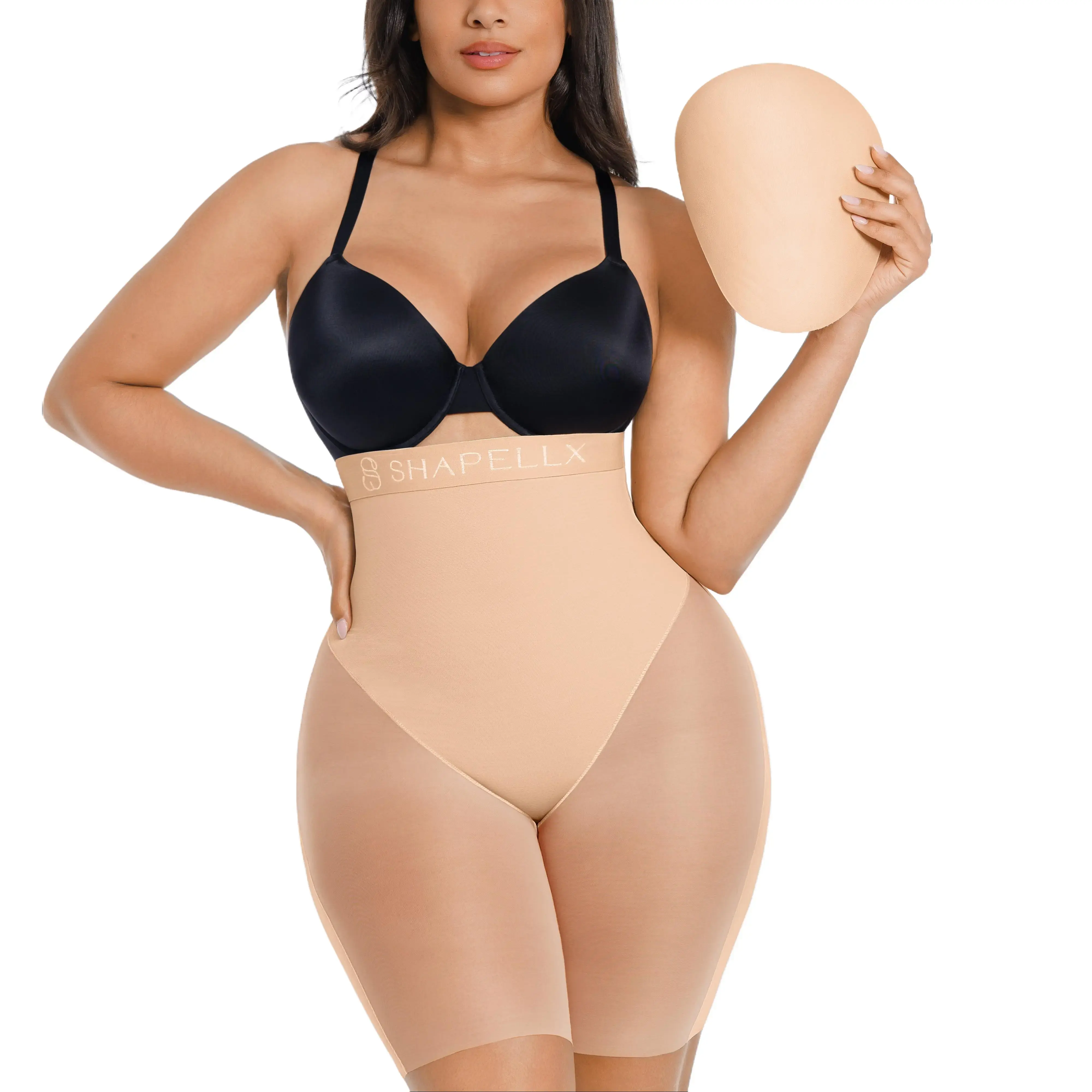 SHAPELLX Bare Essentials MeshSmooth Butt Enhancer Padded Short Body Shaper Girdle Womenswear Shapewear