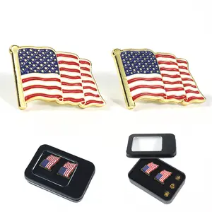 2PCS  American Flag Lapel Pin – Premium Metal/Enamel USA Pin with Secure Butterfly Clutch – Patriotic Waving Flag Brooch for Suits, Jackets, Hats, Veterans & 4th of July