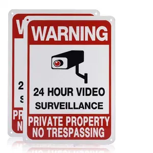 2-Pack Private Property No Trespassing Sign, video surveillance signs outdoor, UV Printed .040 Mil Rust Free Aluminum 10 x 7 in, Security camera sign for home, Business, Driveway Alert, CCTV