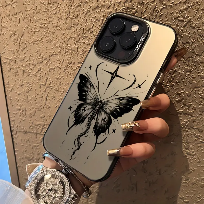 Durable Black Butterflies Slim Fit Polycarbonate Cellphone Case - Premium Shockproof Protector Accessory, Standard Edition for iPhone 11,12,13,14,15,16,17 Pro,Max,Air,Plus, Accessories