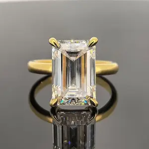 1-7ct emerald cut diamond sterling silver 14k gold plated engagement ring