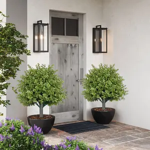23.62-inch artificial cypress boxwood green plant, Artificial boxwood hedge, potted garden decoration, House Plants Decor, suitable for outdoor garden, terrace or front porch decoration, festival decoration for home gardeners