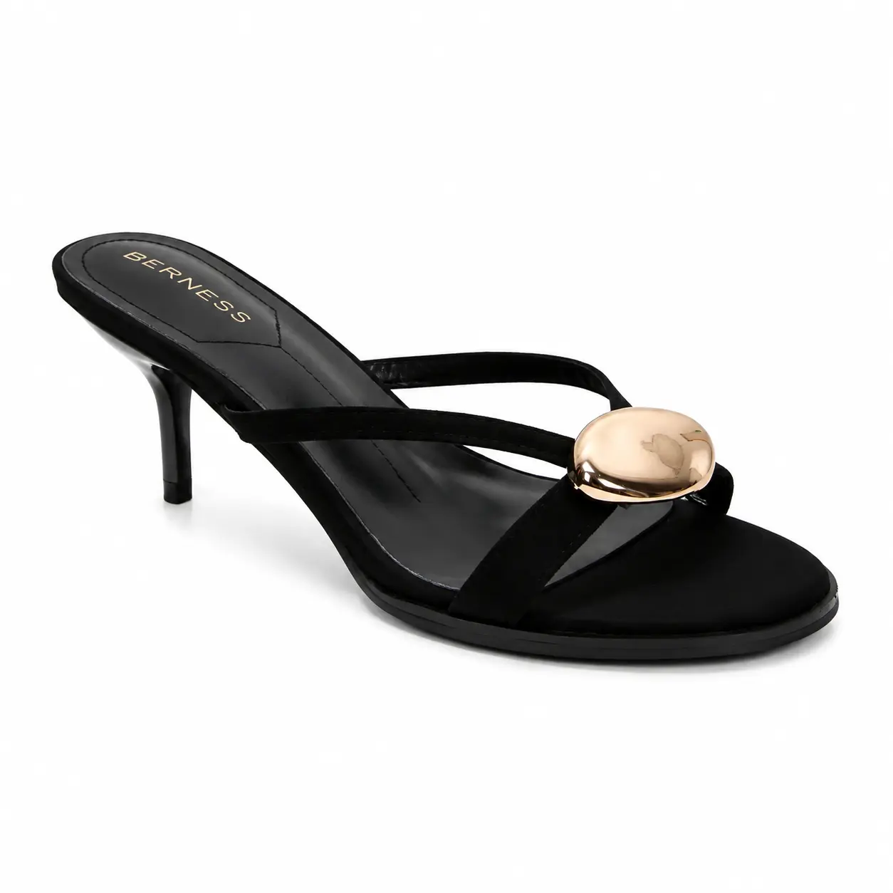 BERNESS Royalty Kitten Slides for Women, Classy Faux Suede Slip On Footwear with an Elegant Open Toe Design and Cushioned 2-inch Low Profile, Kitten Heels For Women, Classy Heels