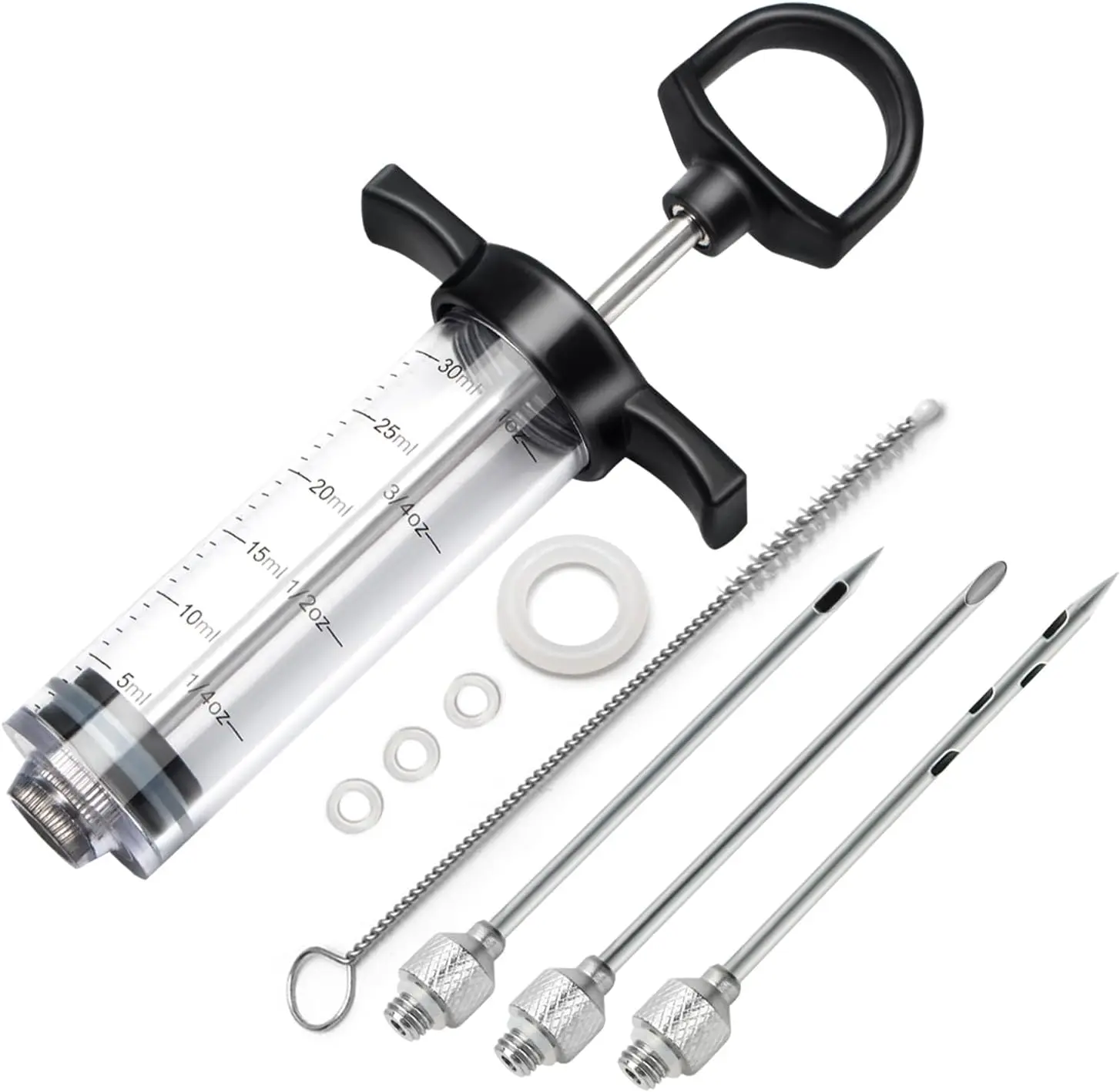 Plastic Meat Injector Kit for Smoker with 3 Flavor Food Syringe Needles, Ideal for Injecting Marinade into Turkey, Meat, Brisket 1-OZ Kitchen Utensils