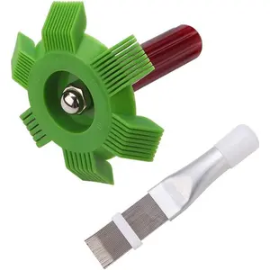 Air Conditioner Condenser Fin Cleaner Kit, 2pcs AC Coil Cleaning Brush and Fin Comb Set, Refrigerator Radiator Fin Straightener Tool for HVAC Maintenance, Evaporator Cleaning