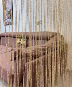 Boho Home Decor Champagne Tassel Fringe 100x200cm String Curtain for Room Divider Window Panel & Wall Hanging in Polyester Material