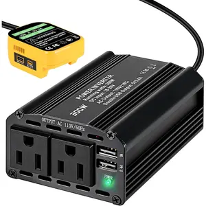 300W Fits Dewalt Power Inverter, 20V to 110V Fits DeWalt Battery Inverter, Portable DC Charger Adapter with 2X AC Outlets & 2X USB Ports for Laptop Computer Phone Fan Light Game Console Car Vehicles