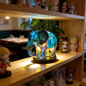 Vintage Painted 3D Elephant Night Light, Ambient Lighting, Cute Bohemian Animal Lamp, USB Powered Desk Lamp, Home Decor for Bedroom/living Room/office/dining Room, Perfect Gift