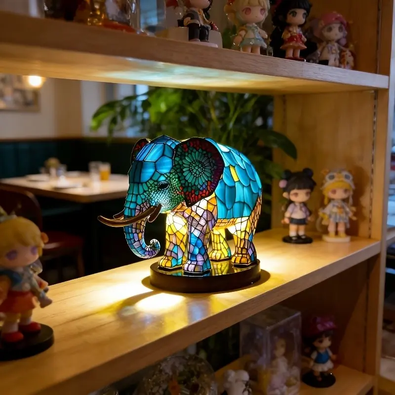 Vintage Painted 3D Elephant Night Light, Ambient Lighting, Cute Bohemian Animal Lamp, Decorative Lamp, USB Powered Desk Lamp, Home Decor for Bedroom/living Room/office/dining Room, Perfect Gift