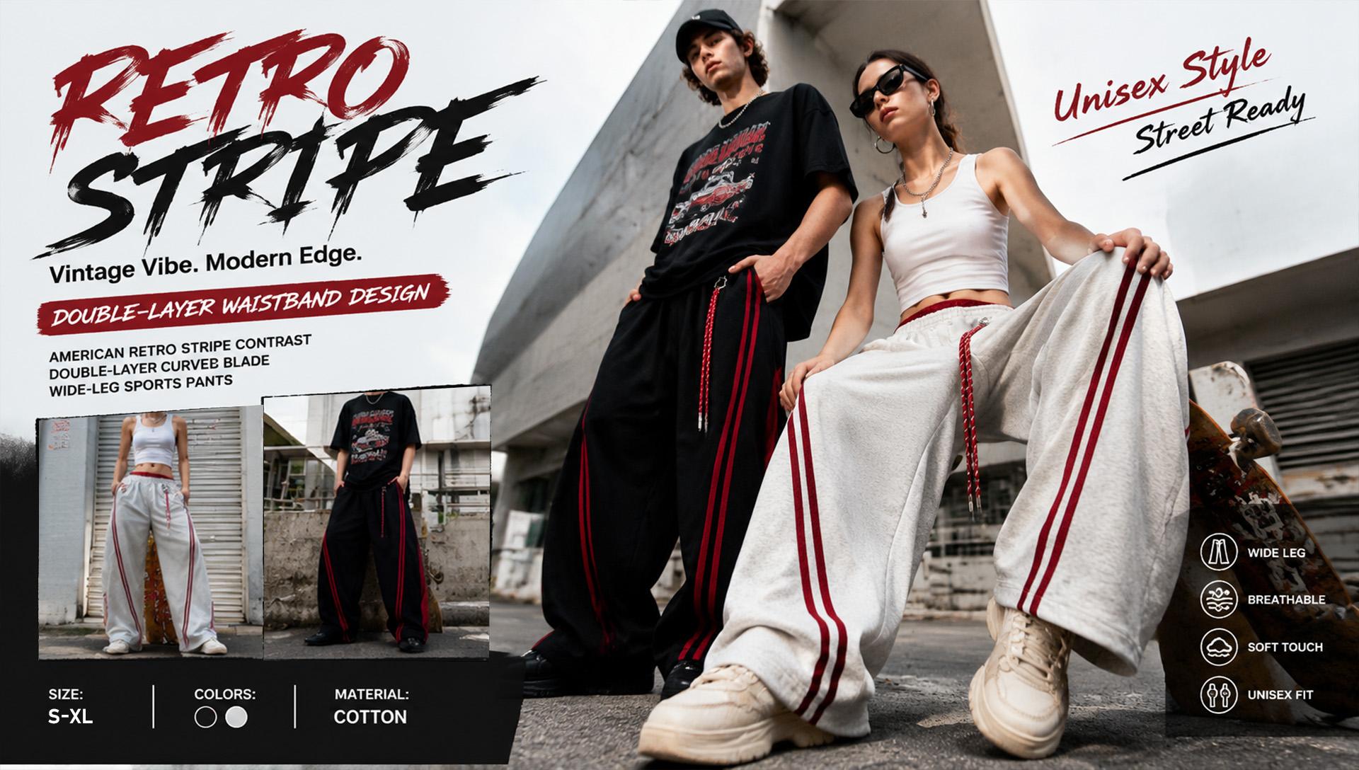 TELLFUN Y2K Baggy Wide-Leg Sweatpants with Side Stripes – Comfortable Casual Streetwear Joggers for Everyday Loungewear, Oversized Unisex Design bottom Pants,Summervibes TELLFUN Y2K Baggy Wide-Leg Sweatpants with Side Stripes – Comfortable Casual Streetwear Joggers for Everyday Loungewear, Oversized Unisex Design bottom Pants,Summervibes