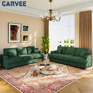Garvee Modern 86" Corduroy Sofa with 2 Throw Pillows, Deep Seat Couch with Upholstered Cushion & Removable Cover,Comfy Corduroy Sofa Couch for Small Space Apartment Lounge, Green