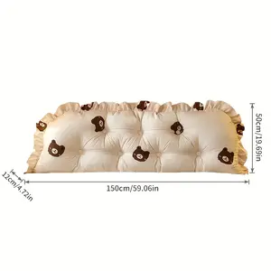 A Korean style printed cushion pillow, 59 inch large, detachable seat cushion, suitable for tatami sofas and windowsills, elegant pleated plush sturdy support, wedge-shaped positioning reading pillow, suitable for double beds