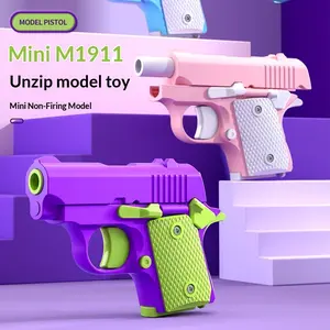 Mini Handgun Toy 1911 Baby Reverse Blow Toy, Non-Projectile Stress Relief Toy, 3D Printed, Safe and Fun for Kids