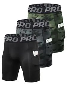 Men's Letter Print Pocket Sports Shorts, Sporty Skinny Bottoms for Gym Workout Running, Men's Sport & Outdoor Clothing for Spring Fall, Training Cycling Shorts, Outdoor Fitness Shorts, Athletic Sport Shorts