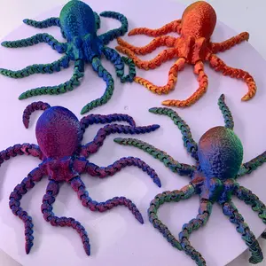 1pcs 3D Printed Jointed Octopus Figurine, Adjustable Squid Ornament, Craft Gift, Decorative Collectible, Unique Present Idea, Home Decor Accessory, Articulating Figurines