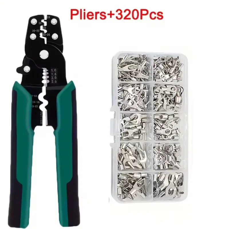 321pcs Tin-plated Non-insulated Spade & Ring Terminals Set with Box, Assorted Crimp Wire Connectors, AWG 22-16/16-14/14-12, U-type O-Type Fork Connectors Kit for Battery Cable Ends, Assorted U-Type Crimp Connectors, Terminal Plug Kit