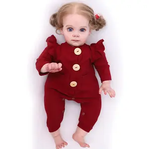50cm Soft Cloth Body Silicone Vinyl Doll Cute Girl Wearing Red Knitted Clothes, Halloween/Thanksgiving/Christmas Gift