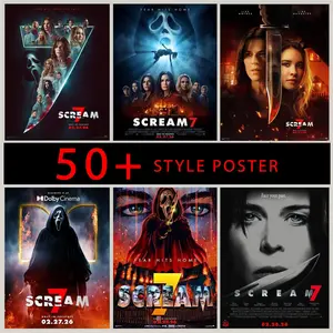 Scream 7 Ghostface Movie Poster, Horror Wall Art Print, 2026 Scream VII Slasher Film Art, Scary Aesthetic Bedroom Dorm Room Wall Decor, Home Theater Decoration, Halloween Horror Gift for Fans, Unframed Collector Cinematic Print