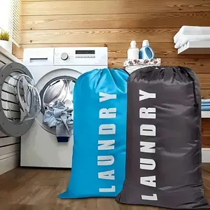 Laundry Bag, 2 Counts Foldable Travel Drawstring Closure Laundry Organizer Bag, Non-woven Graphic Print Bra Hamper Liner for Home, Dorm, Camping, Laundry Room Organiser