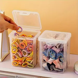 2 count Clear Plastic Hair Accessories Organizer Box with Lid - Stackable, Dustproof, Waterproof Storage for Jewelry, Headbands, Rubber Bands | Ideal for Home and Office Use,Christmas gift,Thanksgiving gift,holiday gift, Dustproof Organizer Boxes