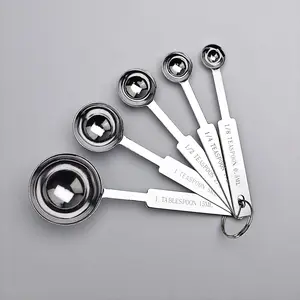 5 Pieces Stainless Steel Measuring Spoons Set 1/8 1/4 1/2 1 Teaspoon and 1 Tablespoon for Cooking Baking Powders Spices