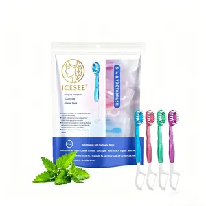 ICESEE 5-in-1 Toothbrush, Floss, Tongue Scraper & Toothpick Set, 26pcs/pack Soft-Bristle Toothbrush Set, Oral Care Tool for Travel and Business Trip, Oral Hygiene Essentials-B#summerwins #dealsforyoudays