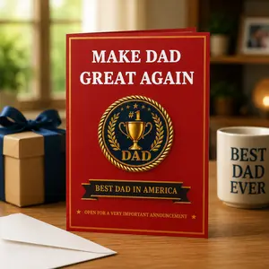 Father’s Day Talking Audio Greeting Card for Dad - 27-Second Presidential Voice, 5x7 Office Stationery Card, Father’s Day Gifts for Husband or Grandpa