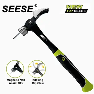 SEESE 16oz Claw Hammer with Magnetic Nail Starter Indexing Rip Claw Forged Steel Head Shock Absorbing TPR Grip Heavy Duty Framing & DlY Tool ,Gift for Thanksgiving