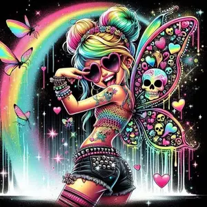 5D DIY Full Drill Round Diamond Painting - Diamond Art Painting Set Rainbow, Butterfly Wings, Heart-shaped Mosaic, Canvas - DIY Wall Decor, Home Wall Decoration, Perfect for Halloween, Christmas, Independence Day, Birthdays, and Anniversary Gifts.