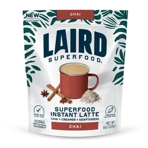 LAIRD Superfood Chai Instant Latte with Adaptogens - Non-GMO, Vegan, 8 oz (227g)