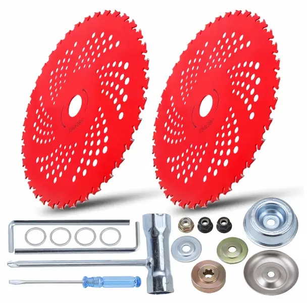 2 Pack 9 Inch 36T Carbide Tipped Brush Cutter Blades, Universal Weed Trimmer Replacement Blades with Complete Adapter Kit, Fits Stihl Husqvarna Ego Oregon FSX Most Outdoor Weed Eater Tools