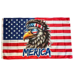 Funny American Flag Bald Eagle MERICA 3x5 wall decor banner gift husband garage man cave hunting Flag Ornaments large big Slogan Tapestry seasonal