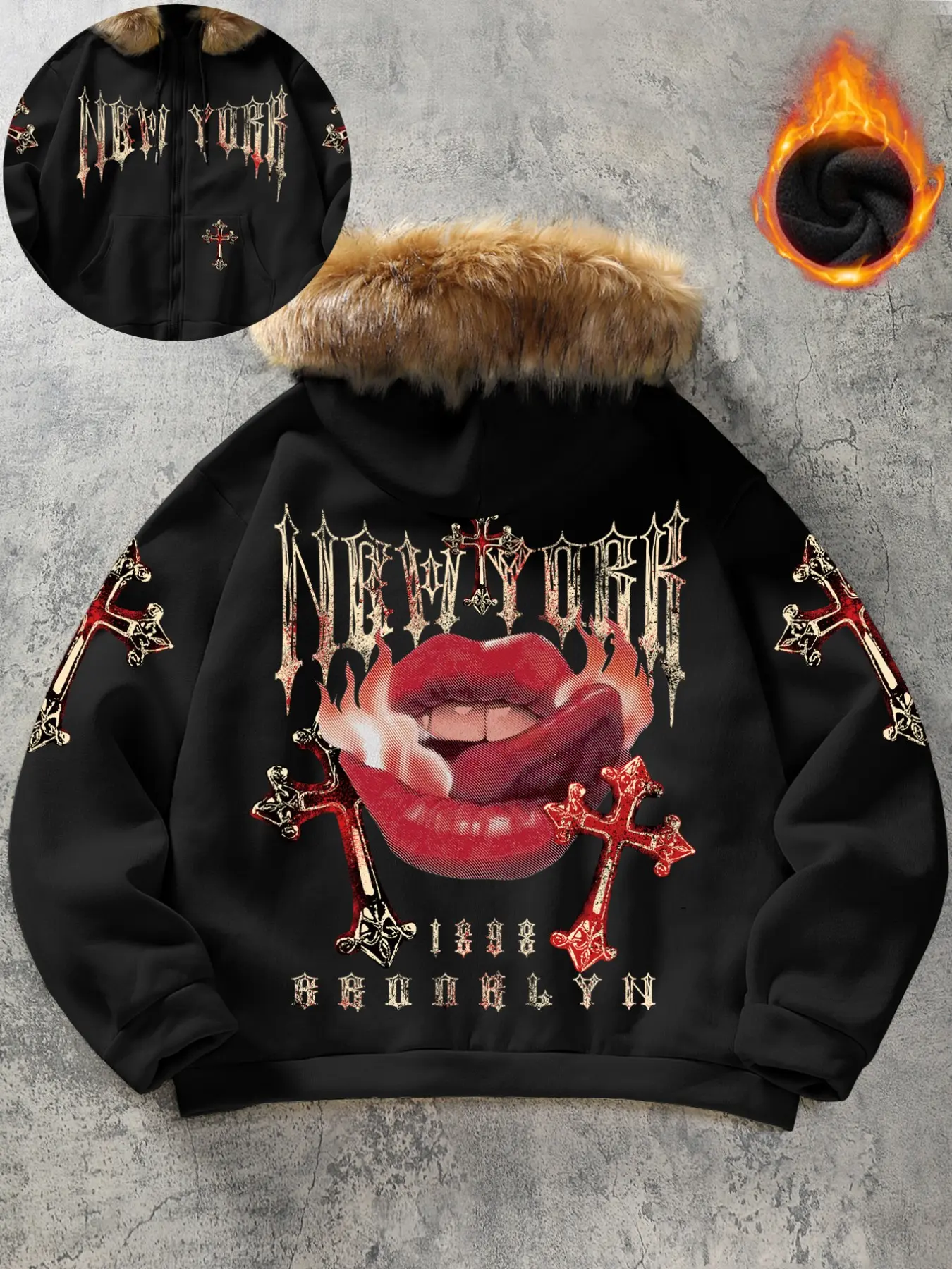 Men Women Winter Streetwear Parka Coat, Cartoon Patchwork Jacket, Loose Fit Hooded Outerwear, Casual Y2K Racing Stripe Sleeves