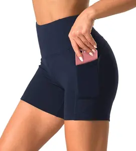 Women's High Waisted Compression Yoga Shorts | 4-Way Stretch Tummy Control Workout Shorts with 2 Side Pockets Dragon Fit