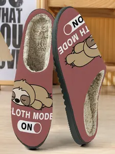 Lazy Sloth Cotton Slippers, Cozy Fleece Lining, Textile Upper, Eva Sole, Casual Home Wear, Perfect Gift for Lazy Days