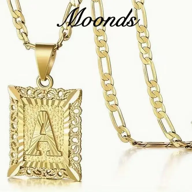 14K gold necklace, simple and stylish hip-hop titanium steel necklace, initial necklaces, letter pendant necklace, unisex accessory, accessories for women,couple's gift