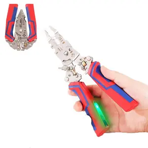 2026 Upgraded 14-in-1 Rechargeable Wire Strippers with Voltage Tester, 12-250V Detectable Heavy-Duty Electrical Pliers for Home & Professional Use