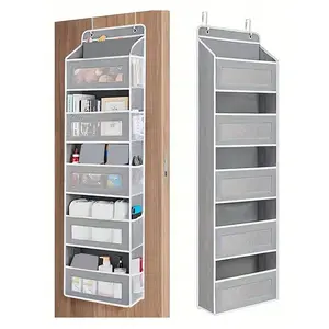 Multi-Layer Clothes Storage Organizer Hanging Bag with Pockets, Over-The-Door Organiser, 5 Large Pockets, Unfinished Fabric, Space-Saving, Door Back Storage
