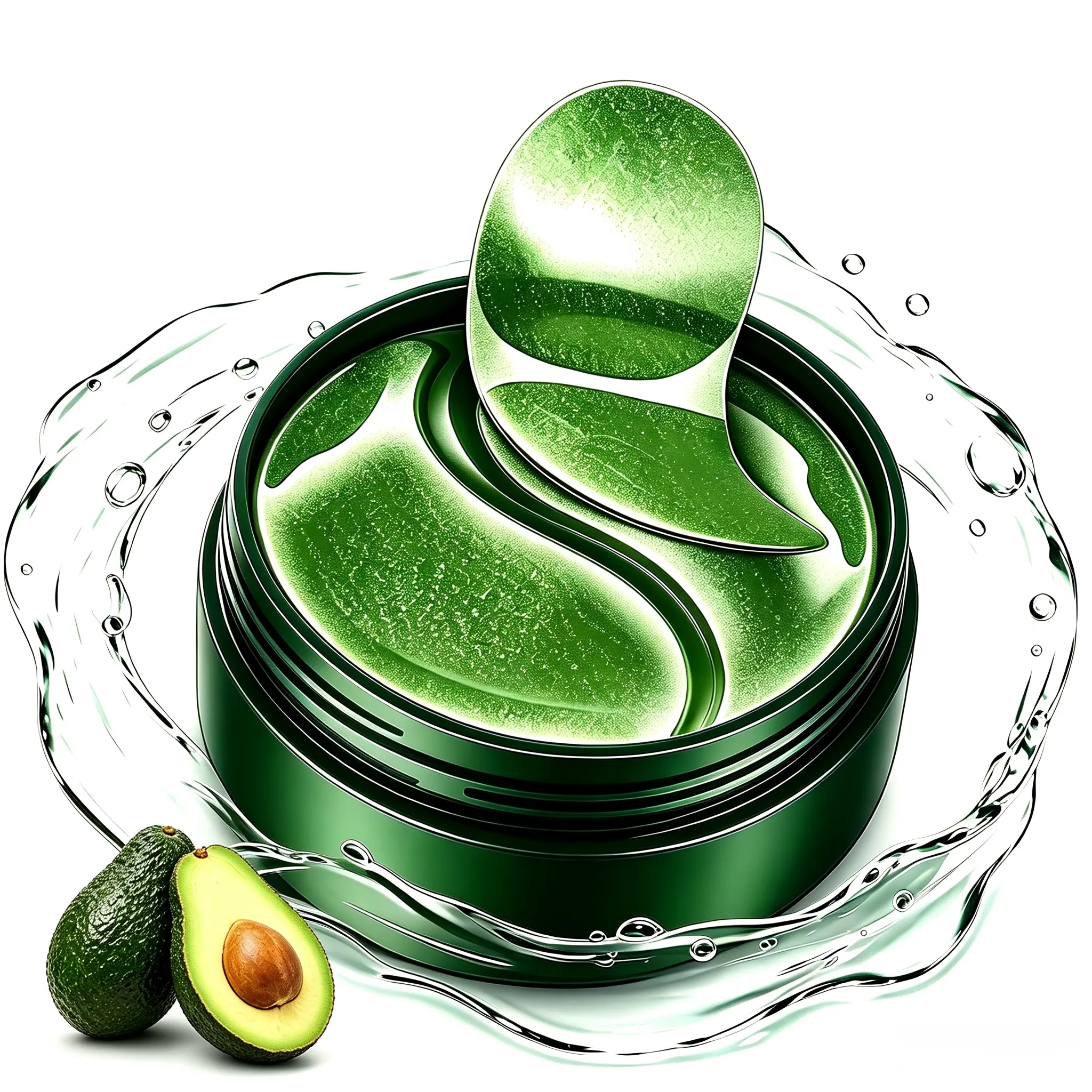 60 PCS Avocado Sensitive Skin Under Eye Patches, Hydrating Soothing Soft Gel Eye Mask, Convenient Pack for Daily Beauty Skincare