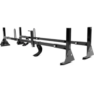 HECASA 700 LBS Universal 2 Bars Roof Rack Mount Full-Size Vans Compatible with Chevy Express Ford E-Series GMC Savana 68"-75" Adjustable Steel Rack Carry Ladders