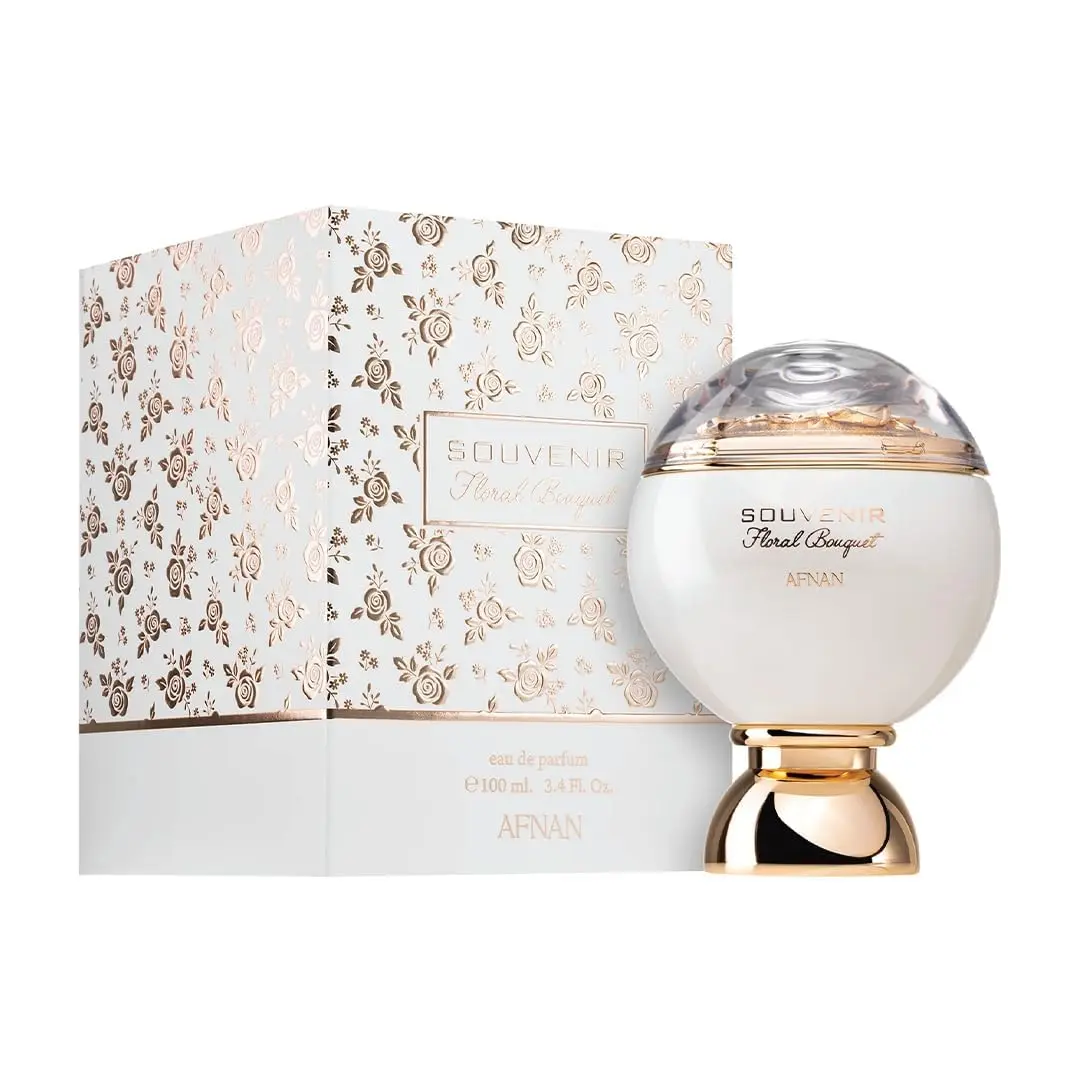 Afnan Souvenir Floral Bouquet Women's Eau de Parfum Spray - 3.4oz Alcohol Base Fragrance with Citrus Rose Vanilla Floral Fragrance Blend