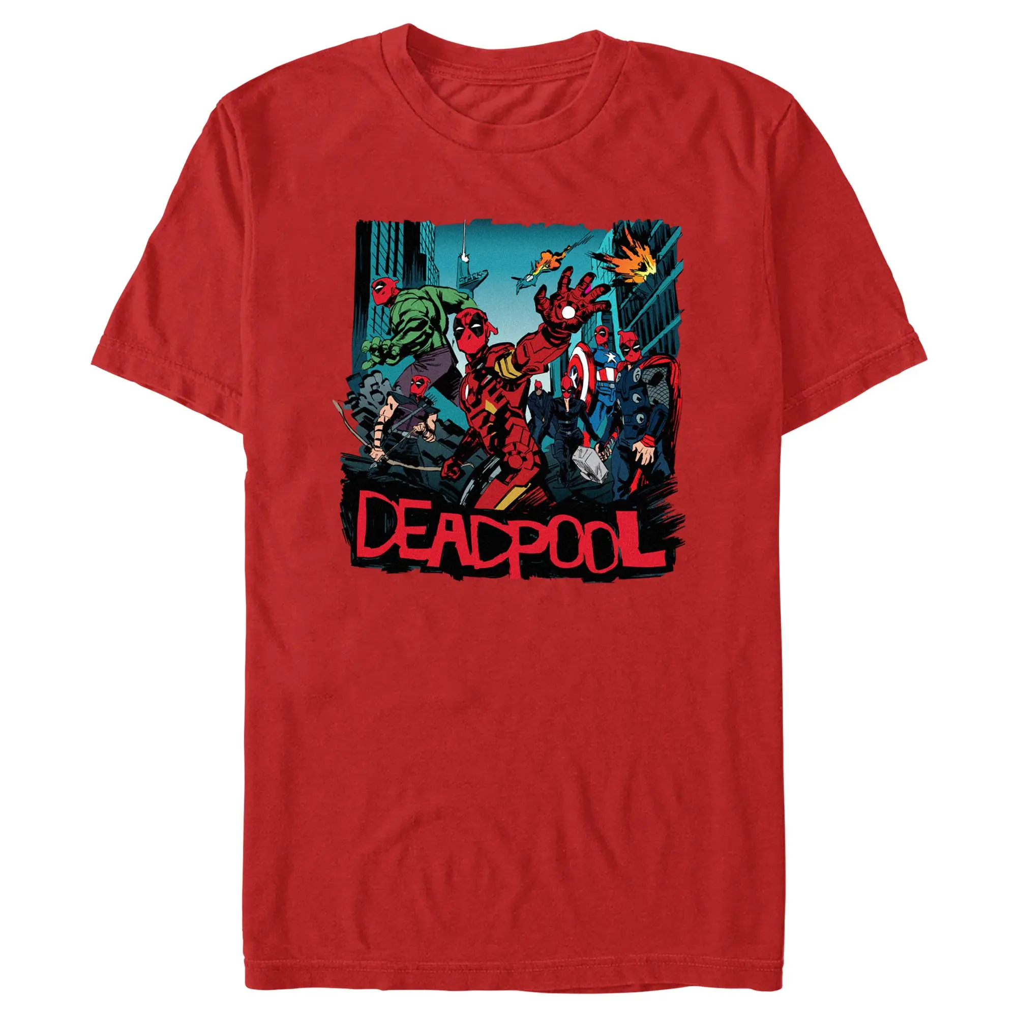 Men's Stylish Short-Sleeve Marvel Deadpool & Wolverine Poster Tee, Menswear Apparel