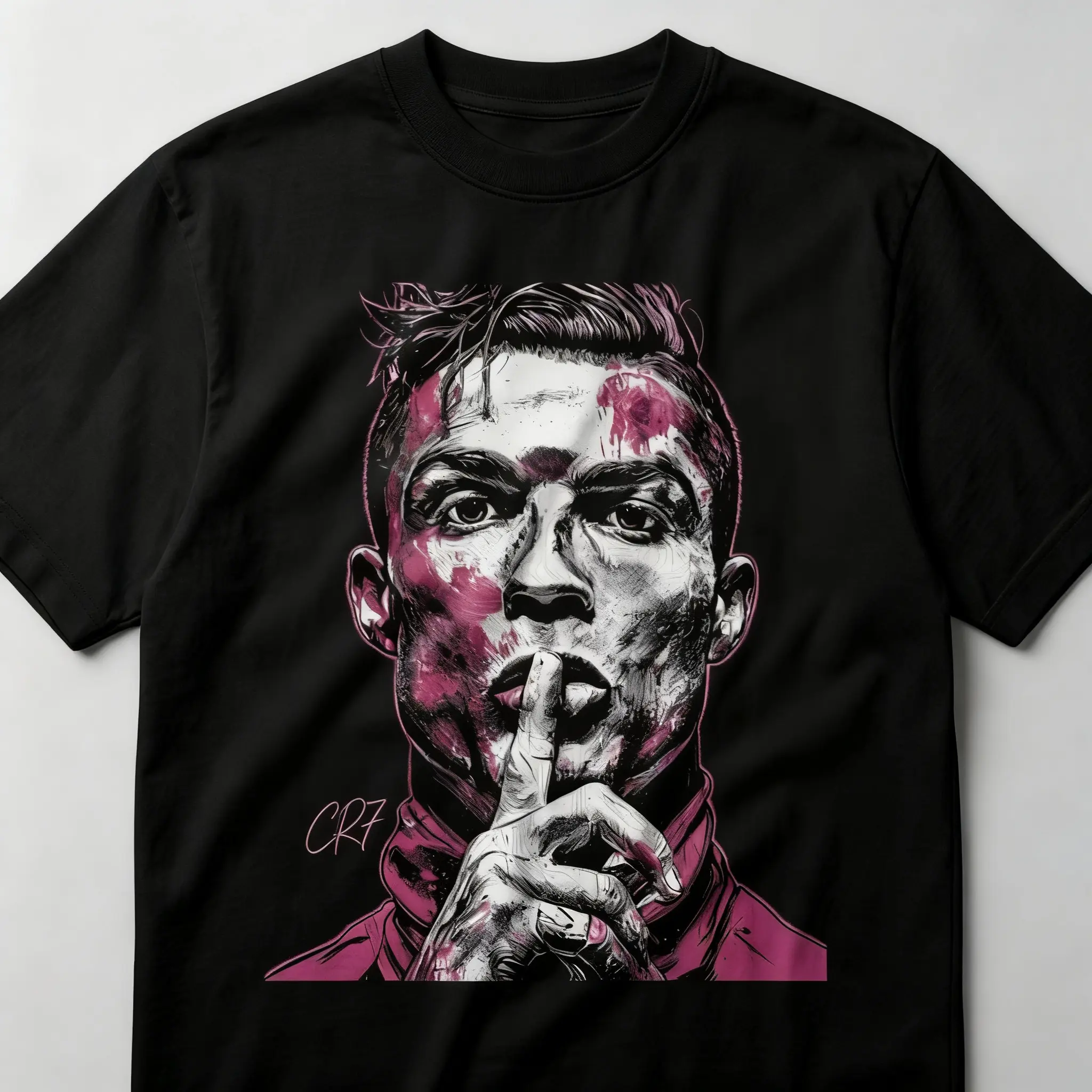⚽ ✨ Men's CR7 Ronaldo Shush Graphic Cotton Tshirt - Short Sleeve, Round Neck Athletic Football Fashion Fan Tee, Casual Sports Legend Streetwear Gift for Him